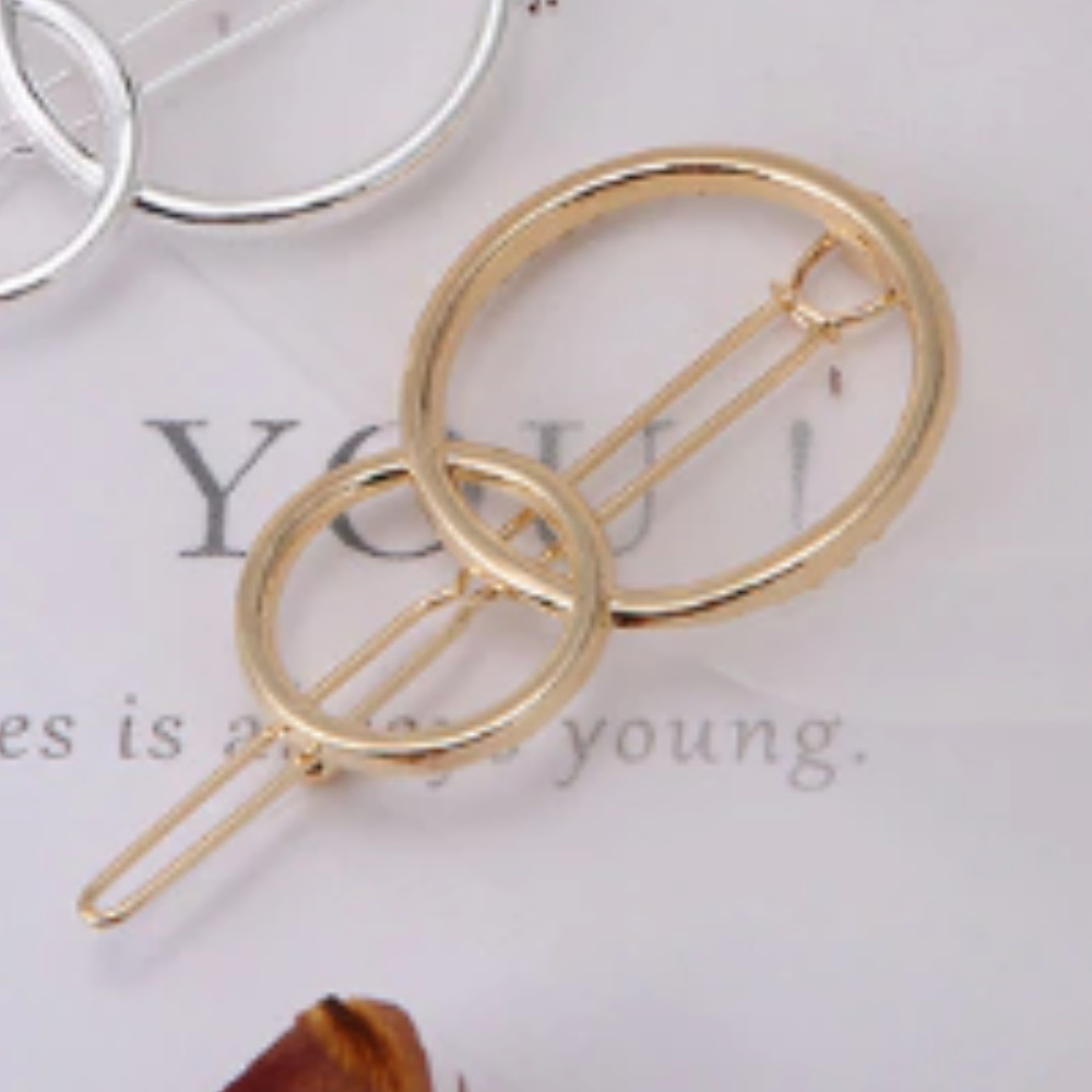 NWT- Gold Tone Double Circle Barrette